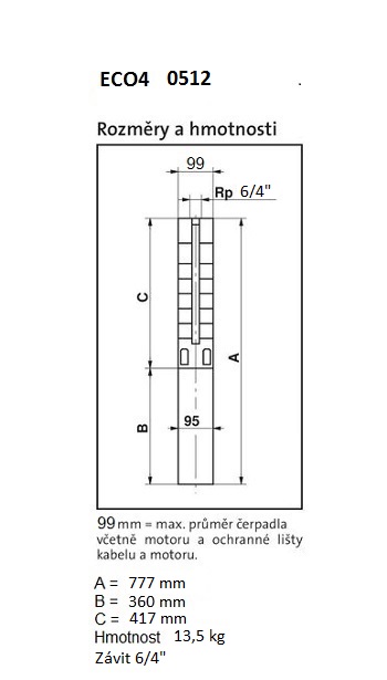 ECO4 0512 50 hz rozměry, hmotnost